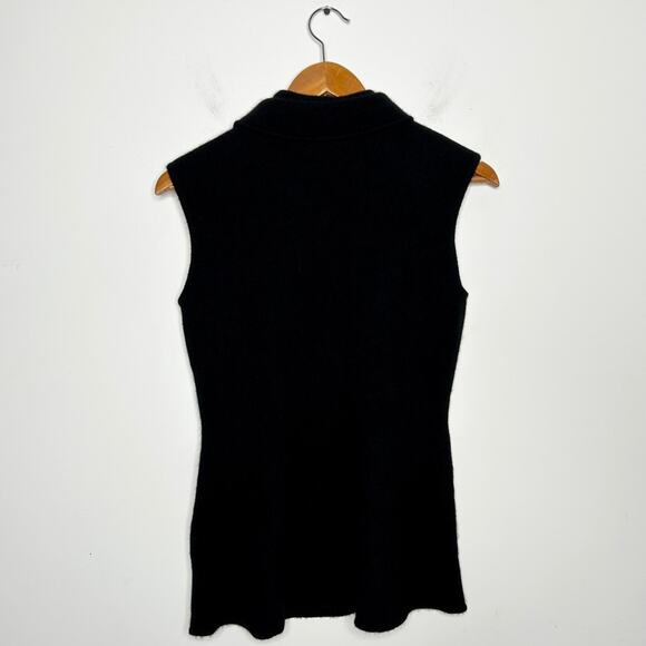 CLAUDIA NICHOLE Cashmere Size Medium Black Knit Turtleneck Top Quiet Luxury Chic - Picture 4 of 6